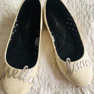 “Hello Love” white ballet flats